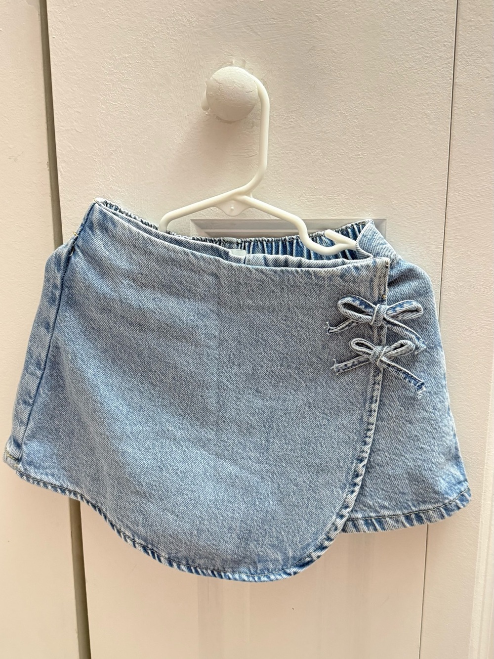 Zara Light Blue Denim Wrap Mini Skirt with Bow Ties